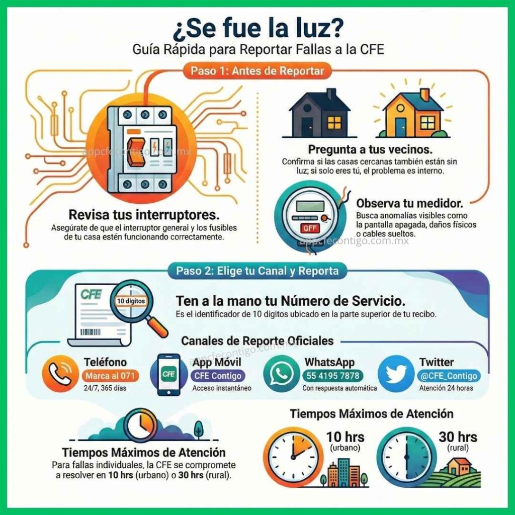 guía rapida falla de luz cfe infografia