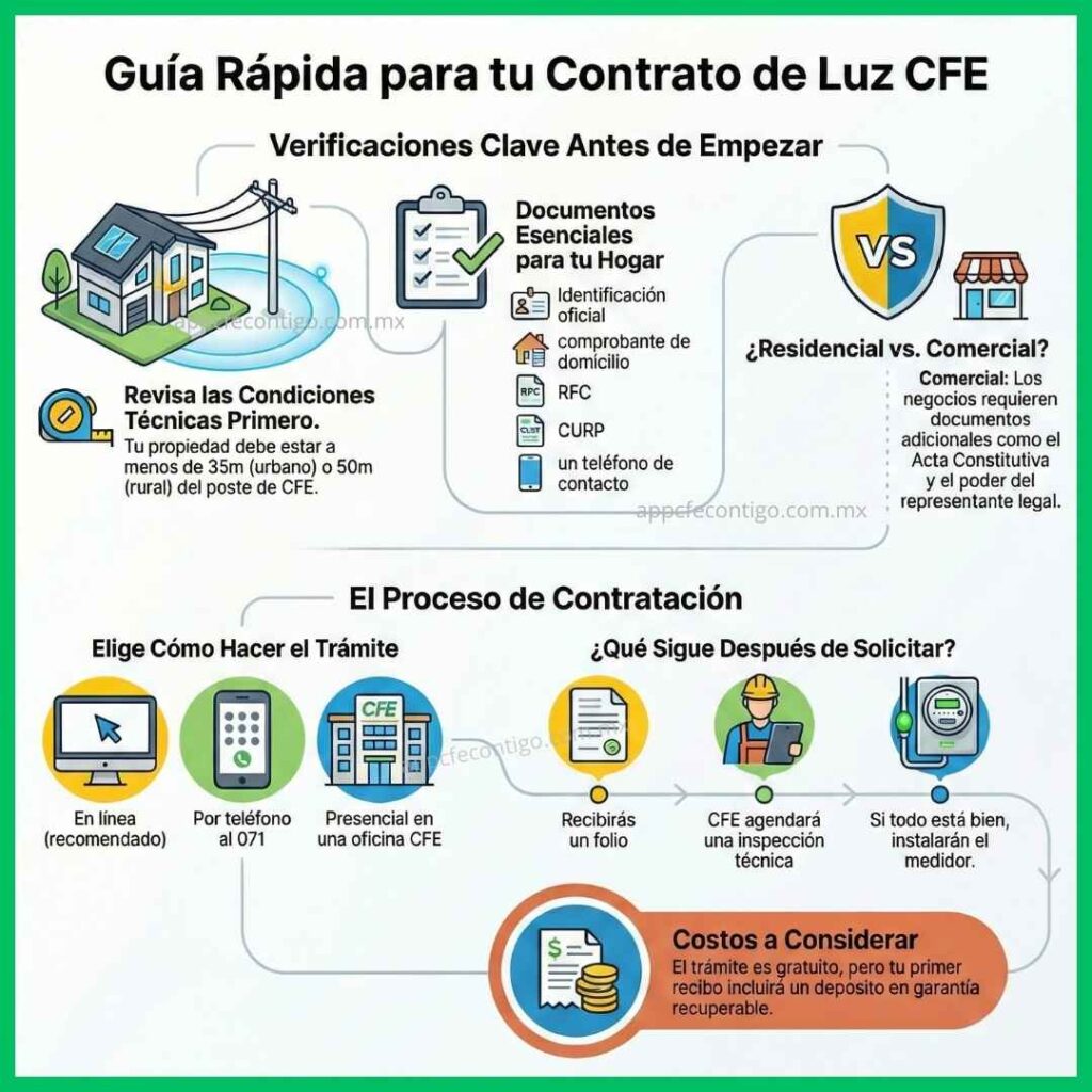 guia rapida requisitos contrato de luz cfe