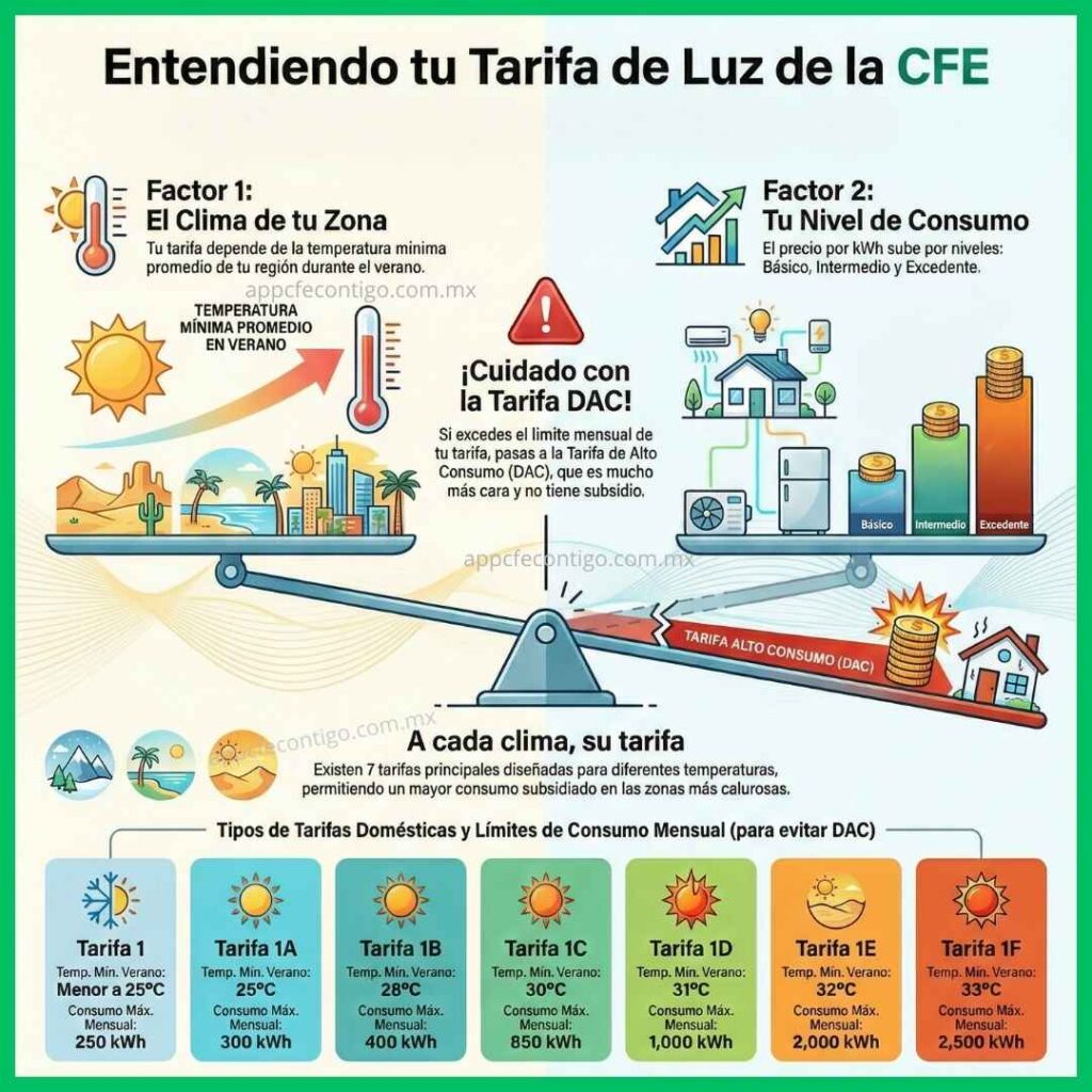 tipos de tarifas cfe infografia guia rapida